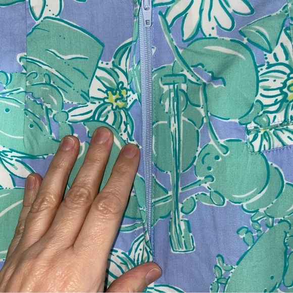 Vintage 90s Lilly Pulitzer Blue Green Happy Lobsters Daisies Mini Skirt Sz 2 - Picture 3 of 8